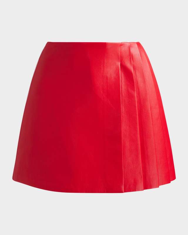 Toni Pleated Vegan Leather Mini Skirt
